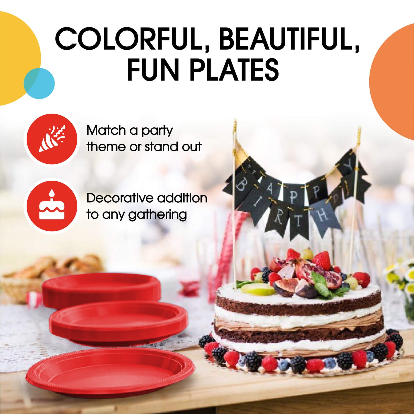10 In. Red Plastic Plates - 50 Ct.