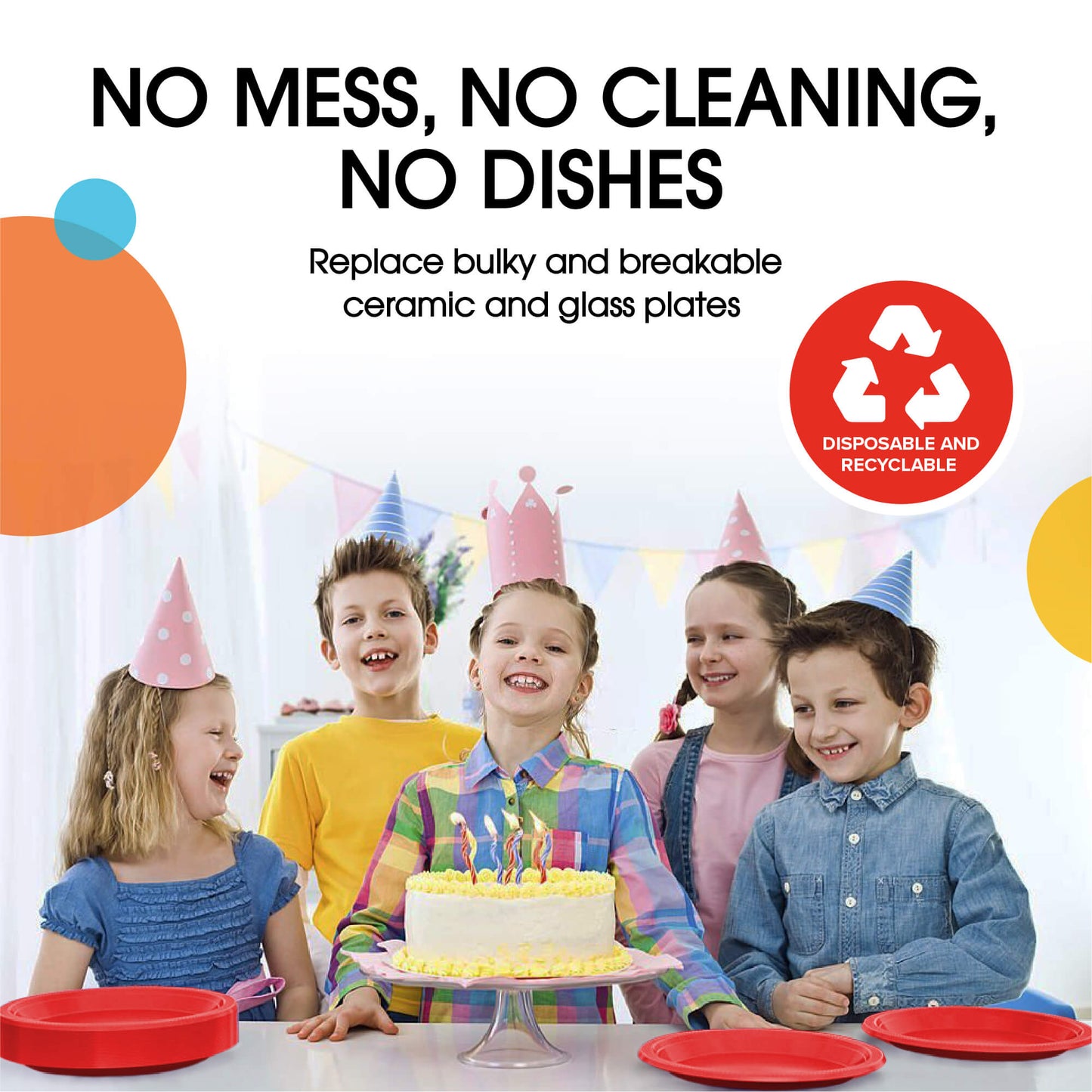 10 In. Red Plastic Plates - 50 Ct.