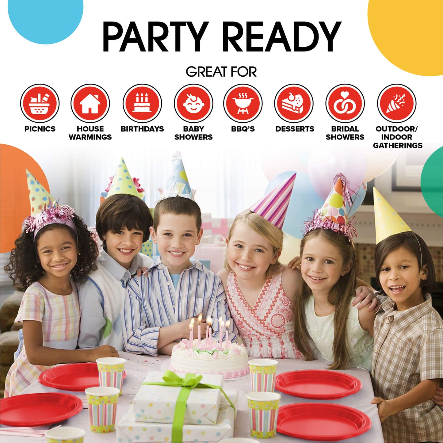 10 In. Red Plastic Plates - 50 Ct.