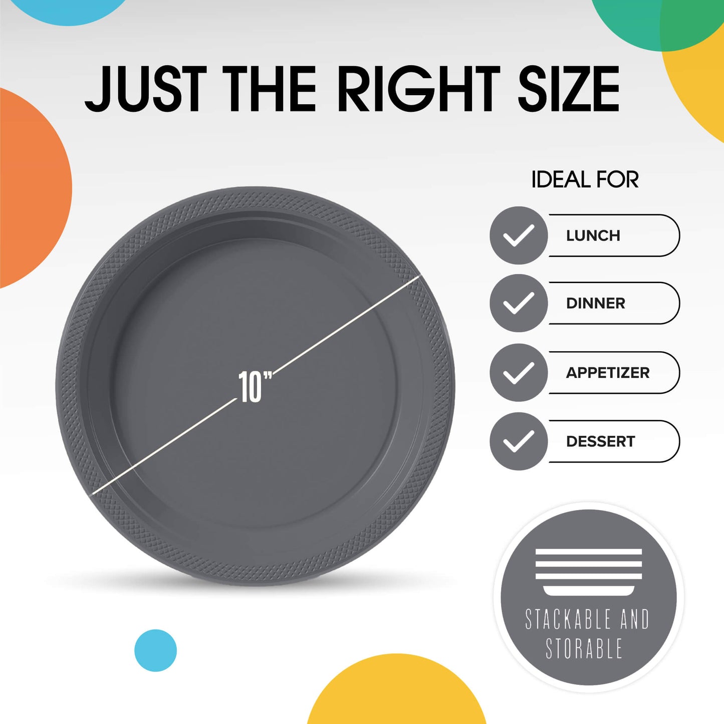 10 In. Silver Plastic Plates - 50 Ct.