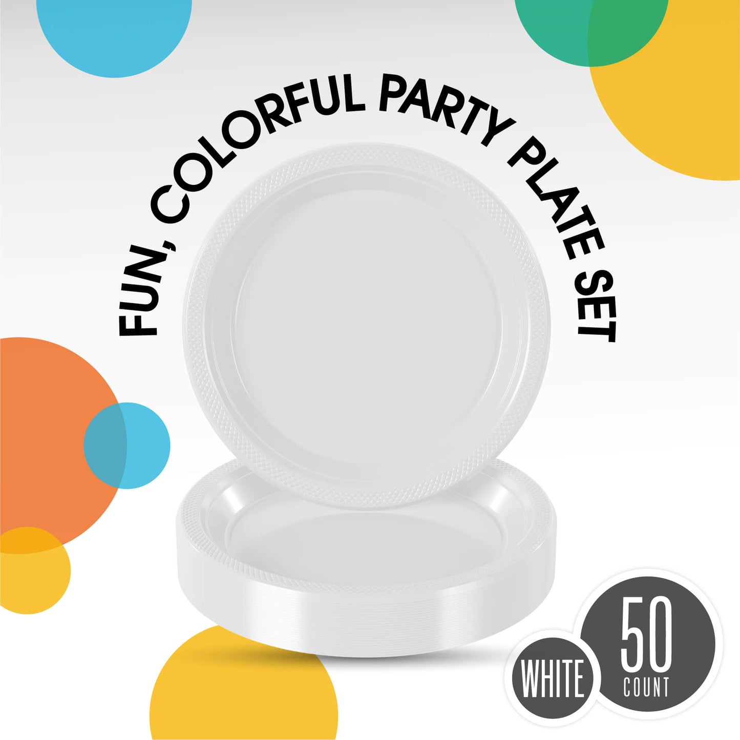 10 In. White Plastic Plates - 50 ct.