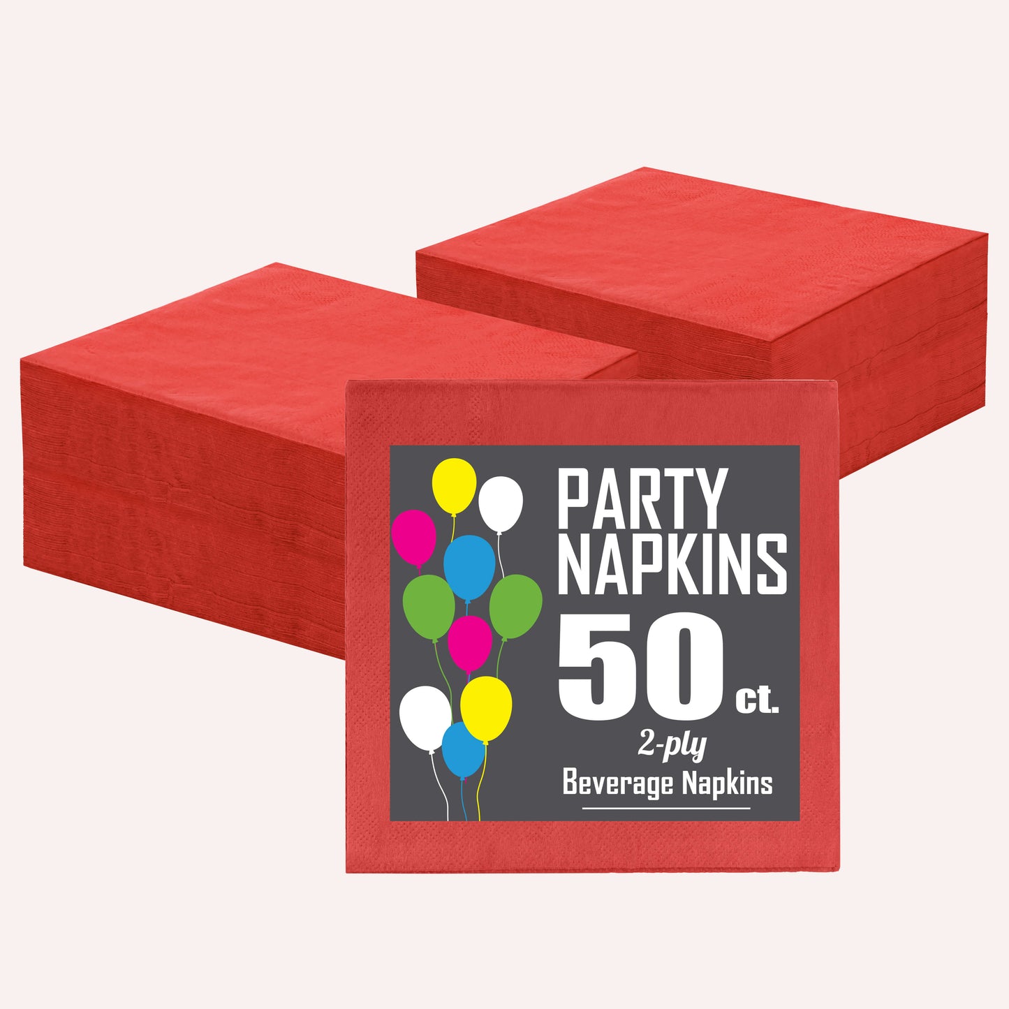 Red Beverage Napkins - 50 Ct.