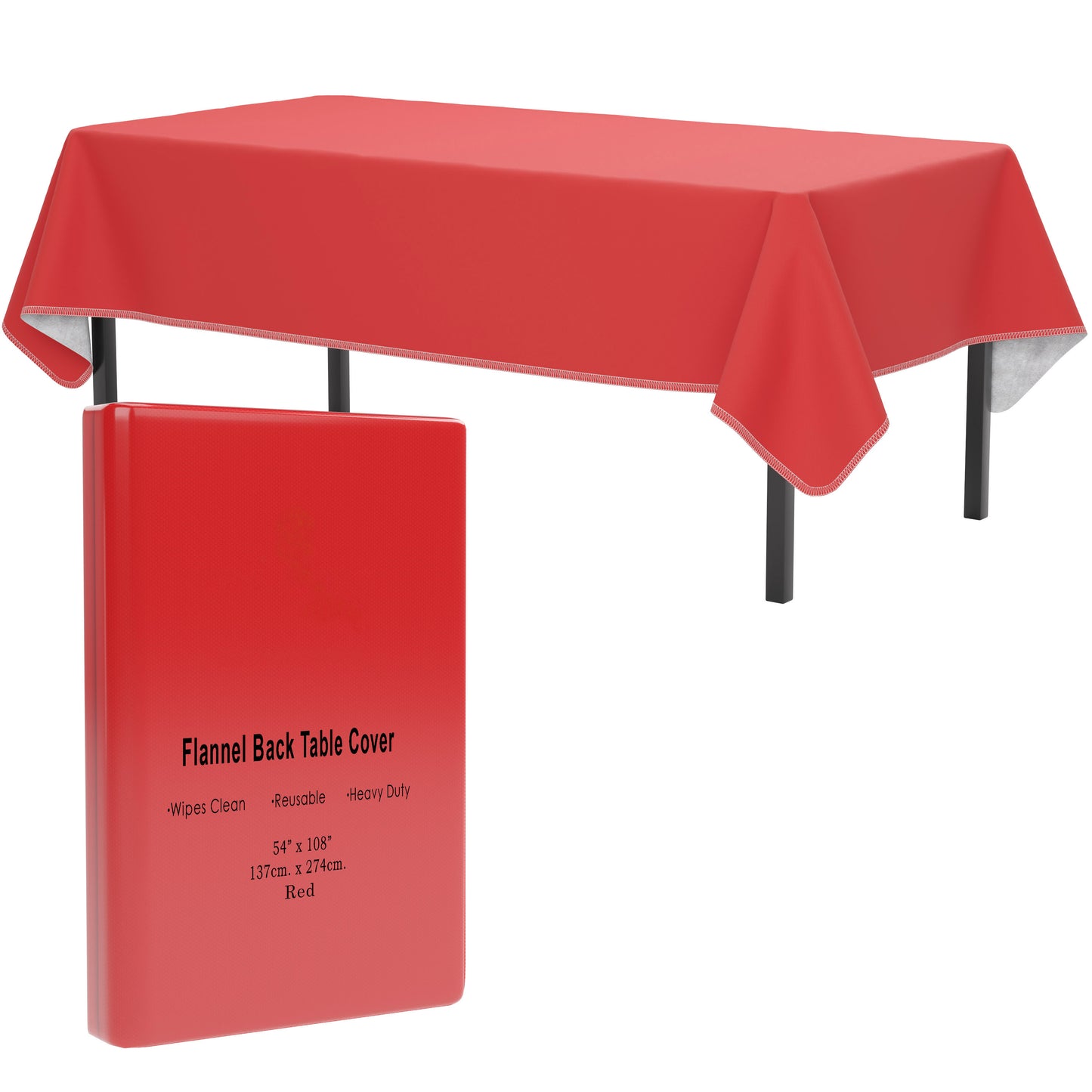 Red Flannel Backed Table Cover 54 in. x 108 in.