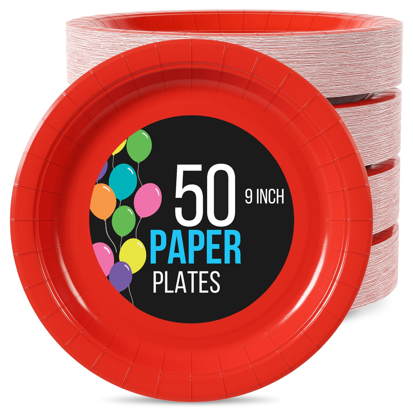 9 In. Red Paper Plates - 50 Ct.