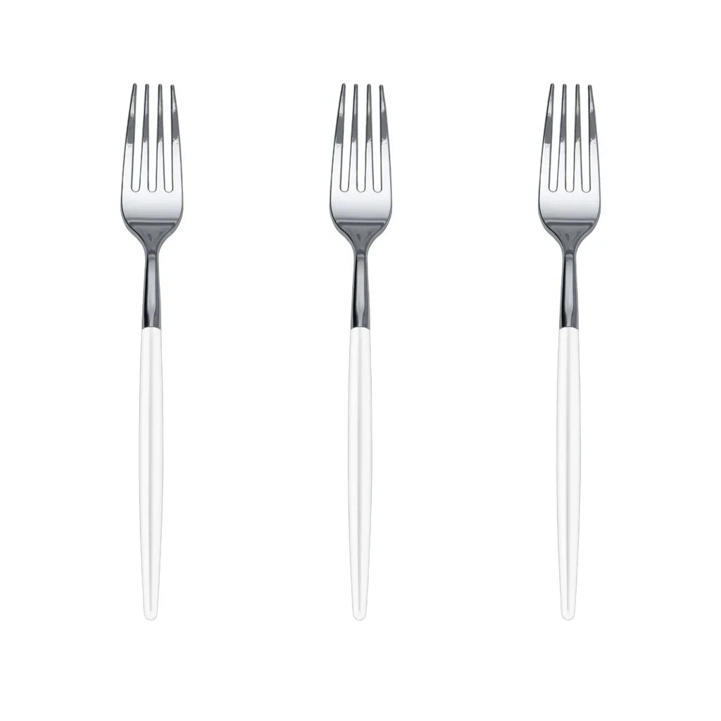 Trendables Forks White/Silver - 20 Ct.