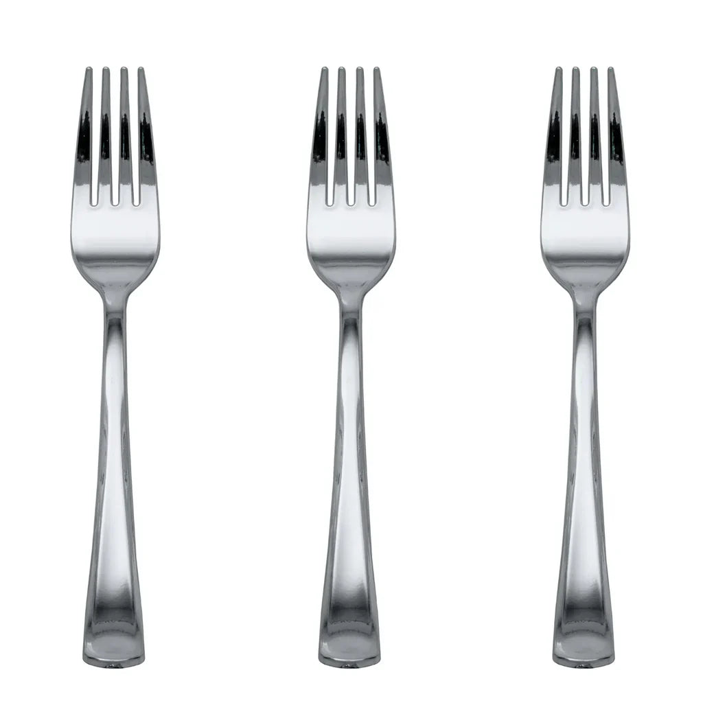 Exquisite Classic Silver Plastic Forks - 20 Ct.