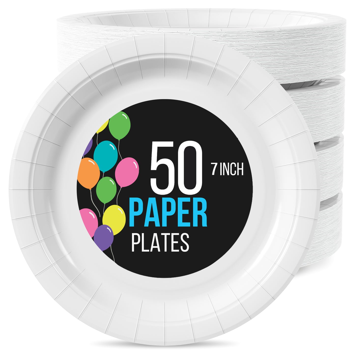 7 In. White Paper Plates - 50 Ct.