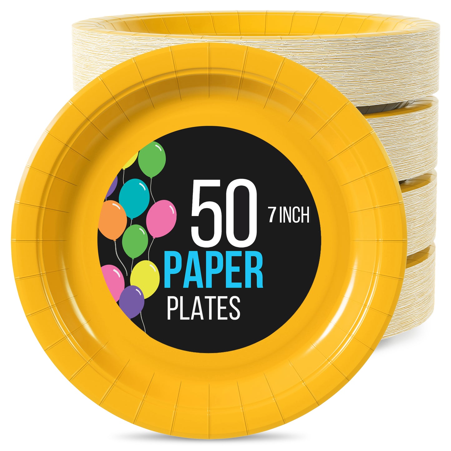 7 In. Yellow Paper Plates - 50 Ct.