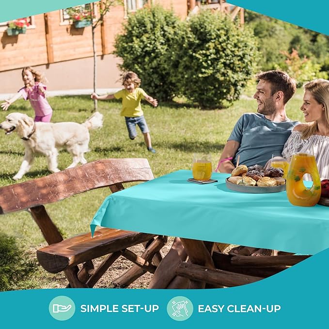 Exquisite Premium Quality Plastic Table Cover Banquet Roll, 40 in X 100 ft - Aqua