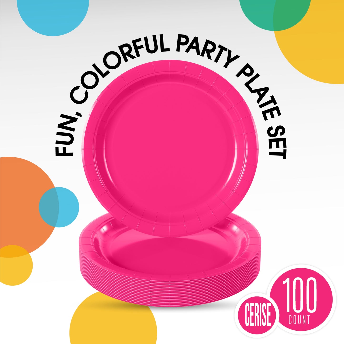 9 In. Cerise Paper Plates - 100 Ct.