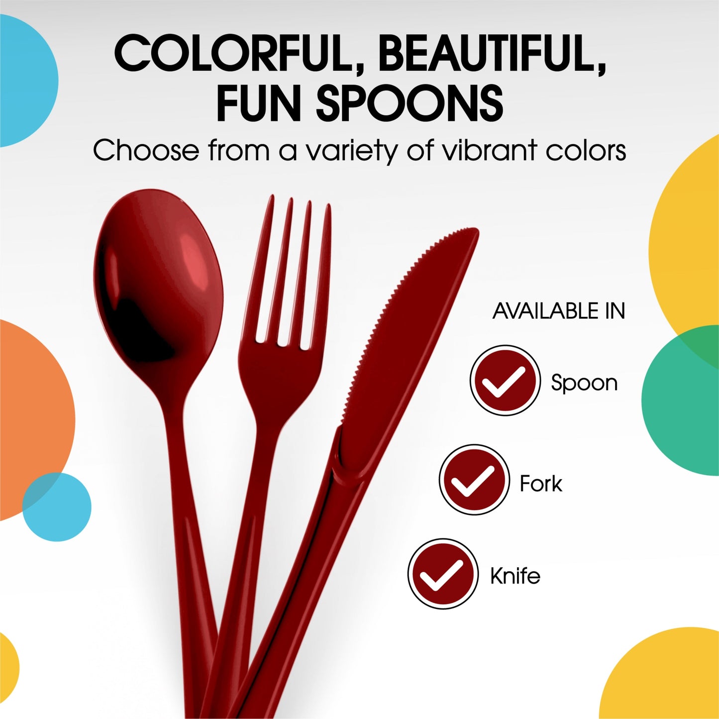 Heavy Duty Burgundy Plastic Spoons - 50 Ct.