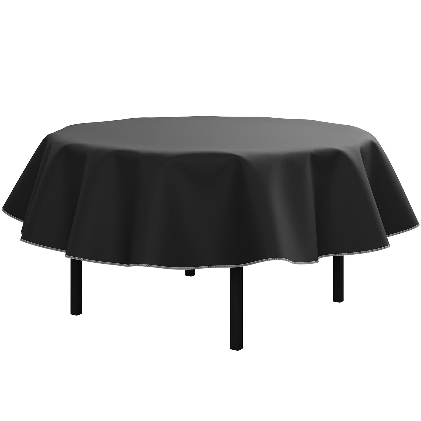 Black Flannel Backed Table Cover 70 in. Round
