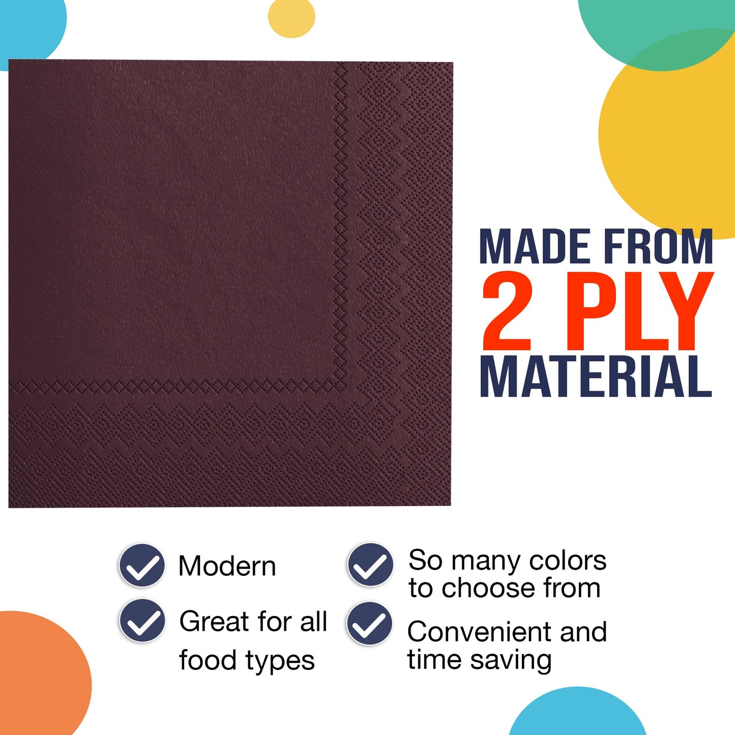 Brown Beverage Napkins - 50 Ct.