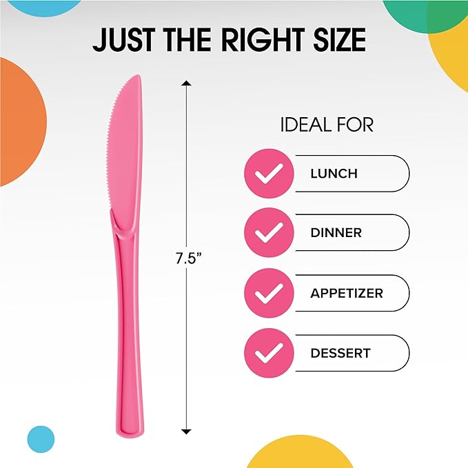 Heavy Duty Cerise Plastic Knives - 50 Ct.