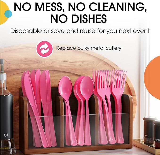 Heavy Duty Cerise Plastic Knives - 50 Ct.