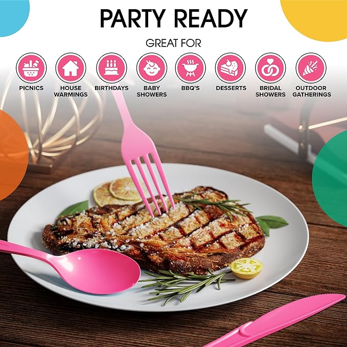 Heavy Duty Cerise Plastic Knives - 50 Ct.