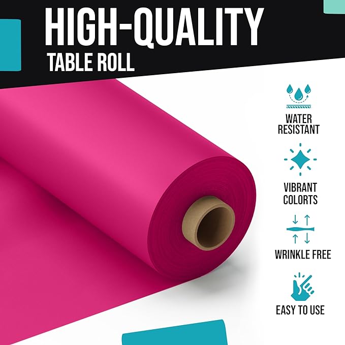Exquisite Premium Quality Plastic Table Cover Banquet Roll, 40 in X 100 ft - Cerise