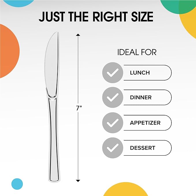 Heavy Duty Clear Plastic Knives - 50 Ct.
