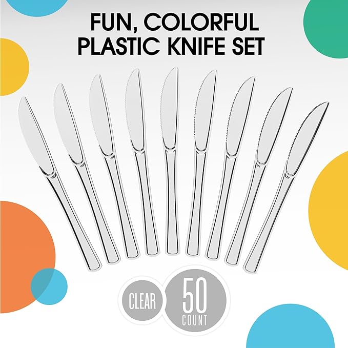 Heavy Duty Clear Plastic Knives - 50 Ct.