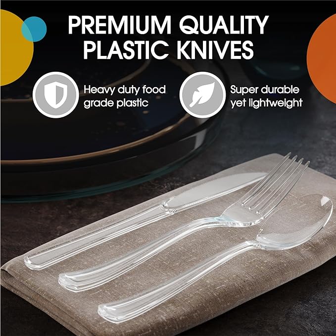 Heavy Duty Clear Plastic Knives - 50 Ct.