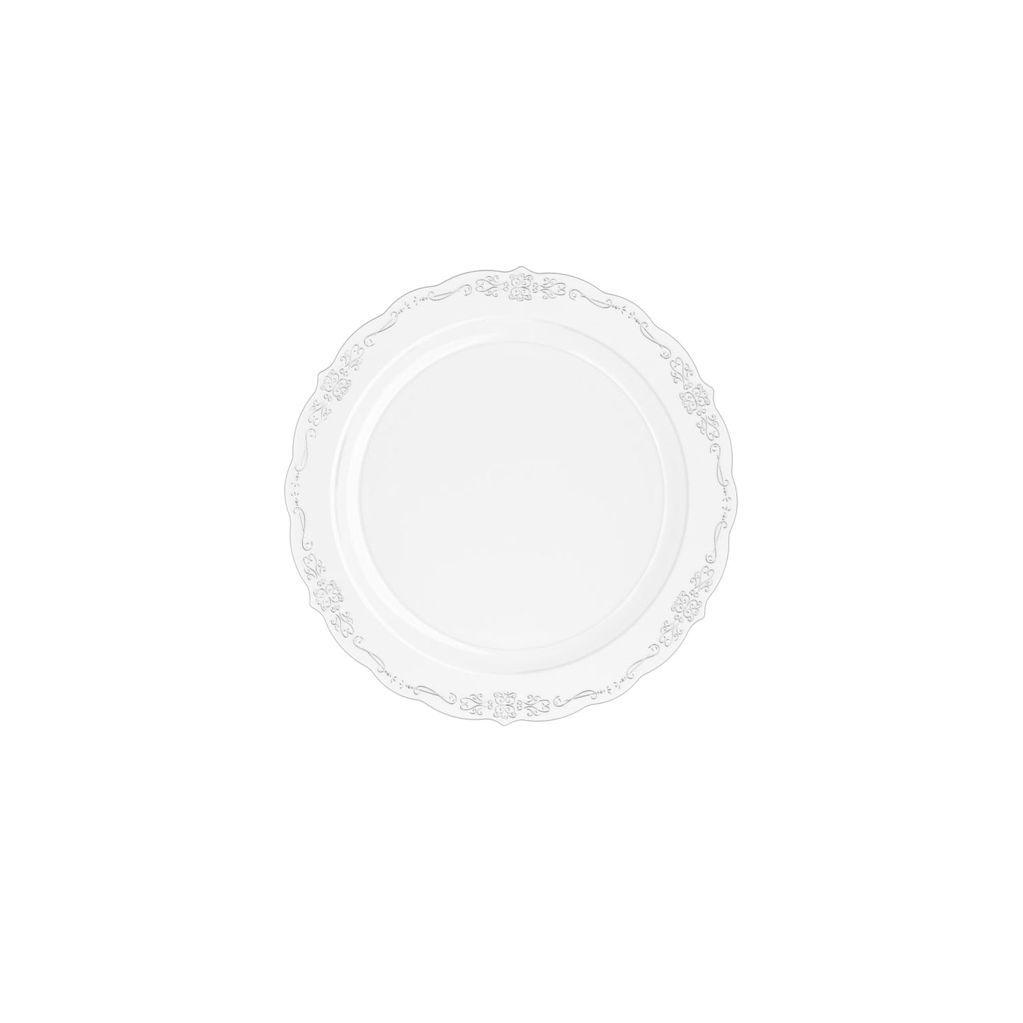 9 In. Clear Victorian Design Plates - 20 Ct.