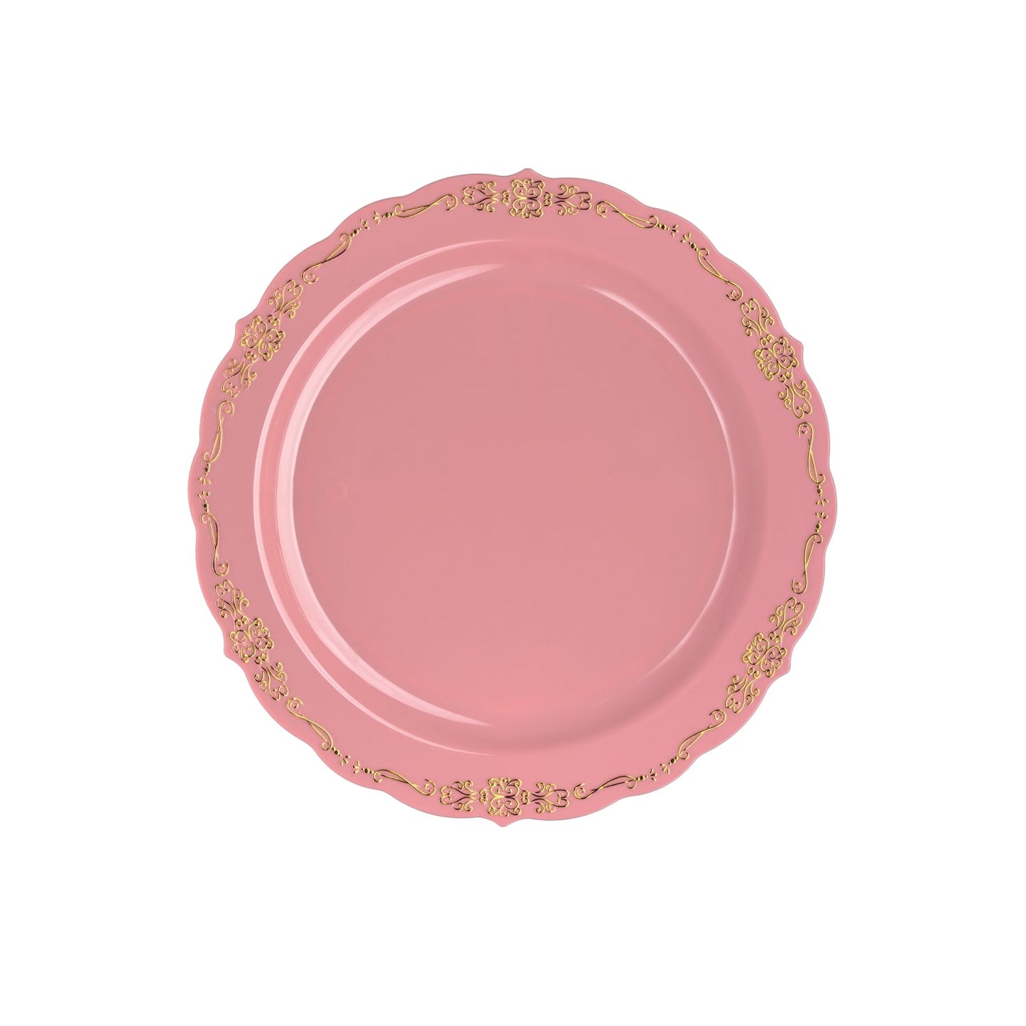 10 In. Coral/Gold Victorian Design Plates - 20 Ct.