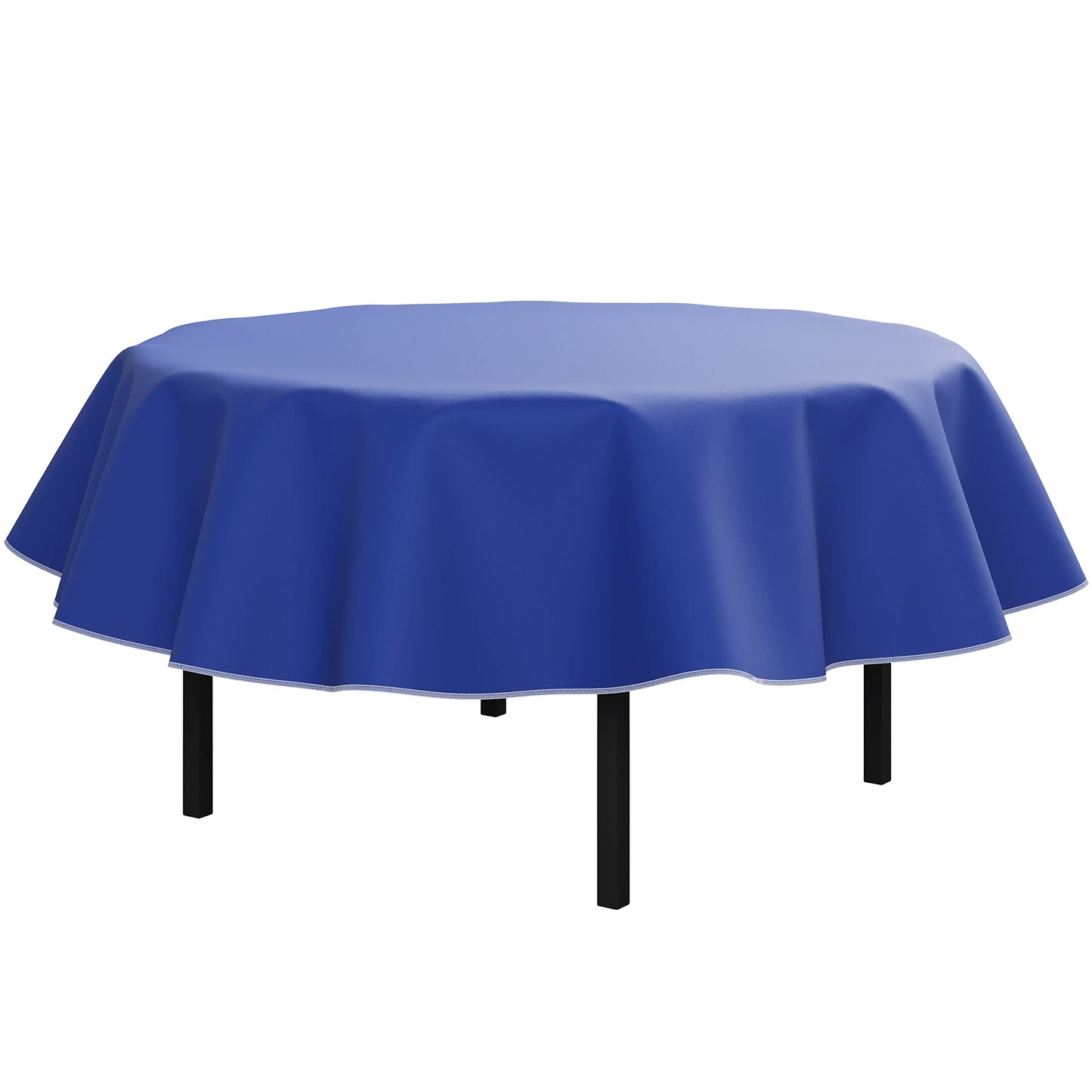 Dark Blue Flannel Backed Table Cover 70 in. Round