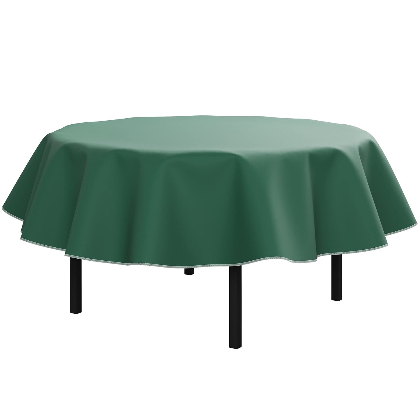 Dark Green Flannel Backed Table Cover 70 in. Round