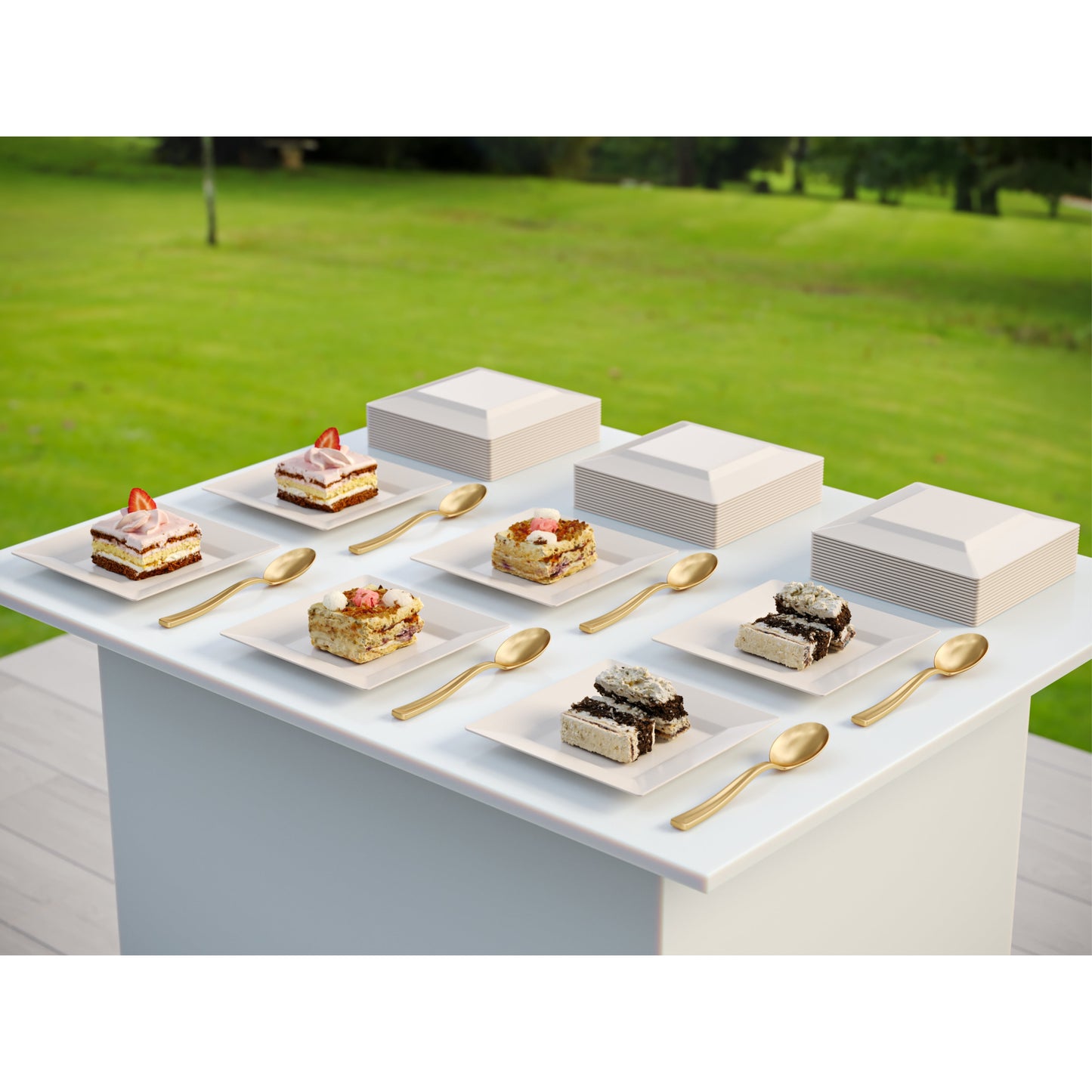 4.5 In. Ivory Square Plates - 100 Ct.