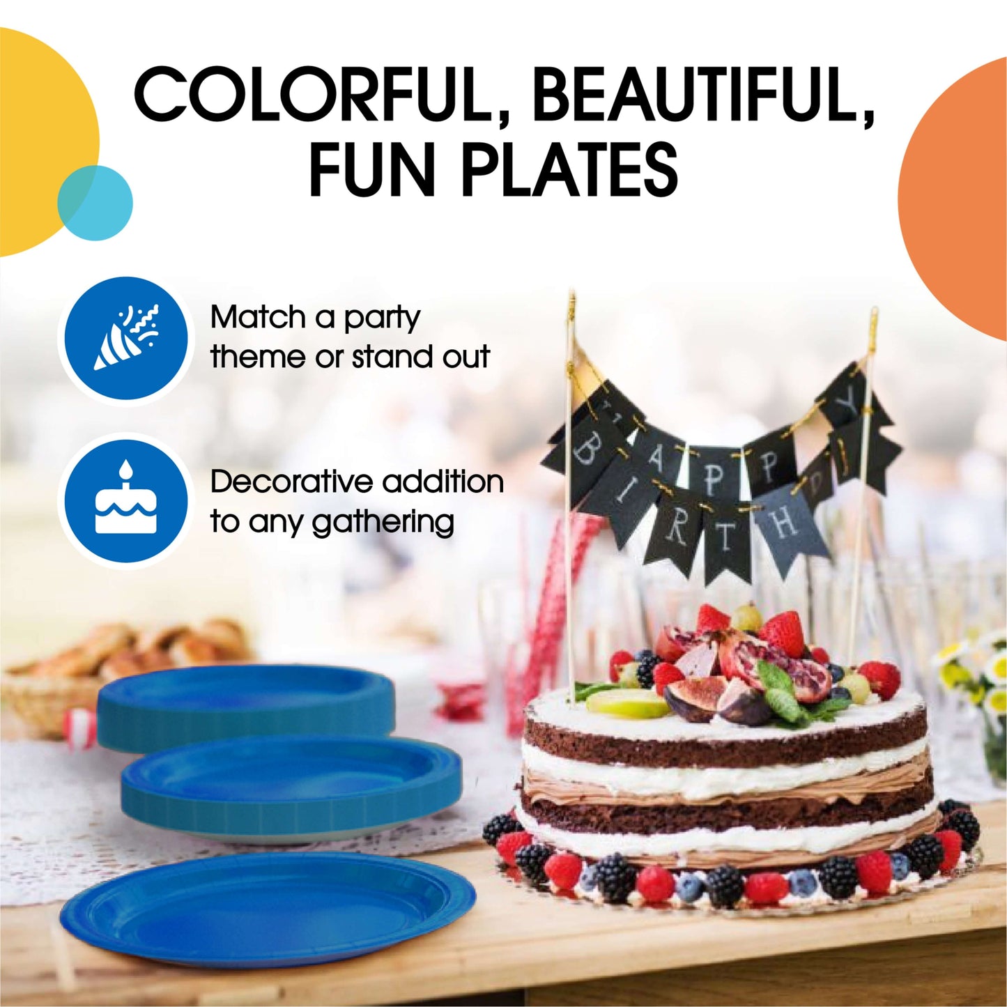 10 In. Dark Blue Paper Plates - 100 Ct.