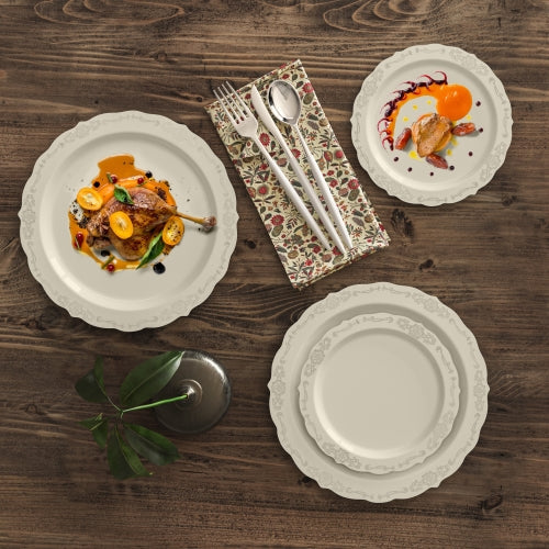 Ivory Victorian Design Plates - Combo Pack 40/40