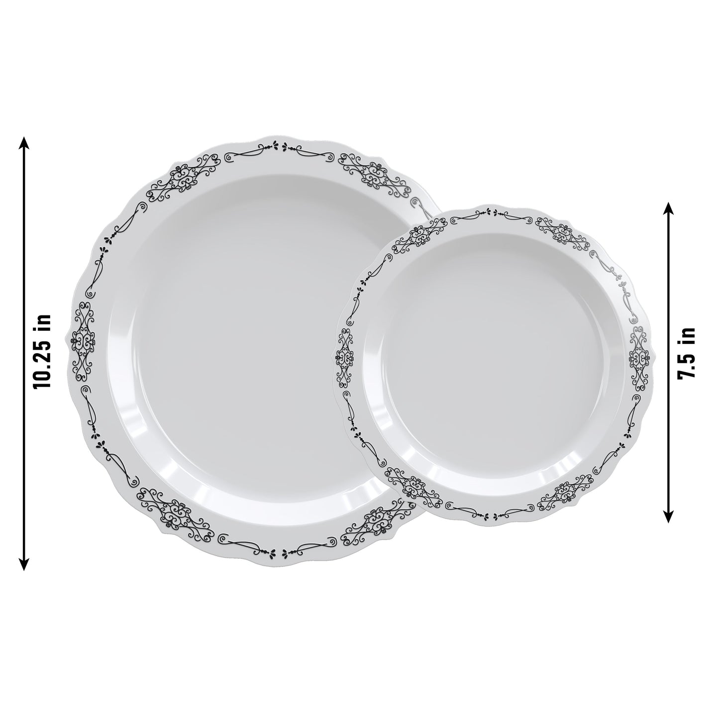 White/Black Victorian Design Plates - Combo Pack 40/40