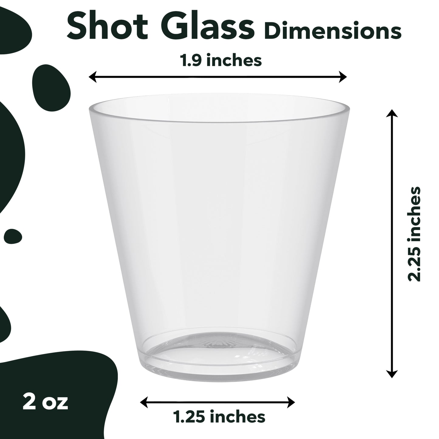 2 Oz. Clear Plastic Shot Glasses - 100 Ct.