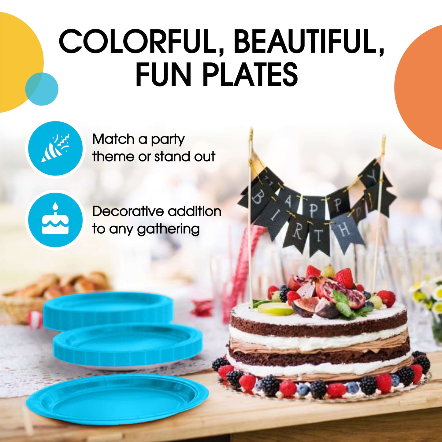 9 In. Turquiose Paper Plates - 50 Ct.