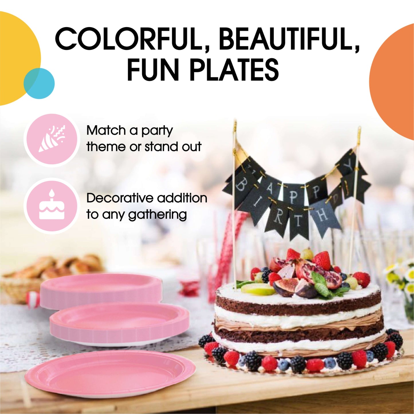 10 In. Pink Paper Plates - 100 Ct.