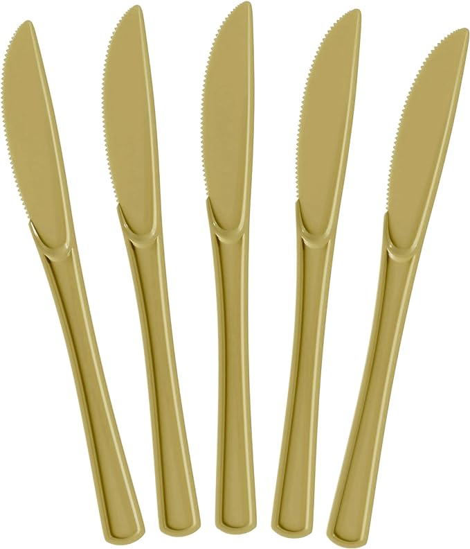 Heavy Duty Gold Plastic Knives - 50 Ct.