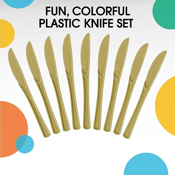 Heavy Duty Gold Plastic Knives - 50 Ct.