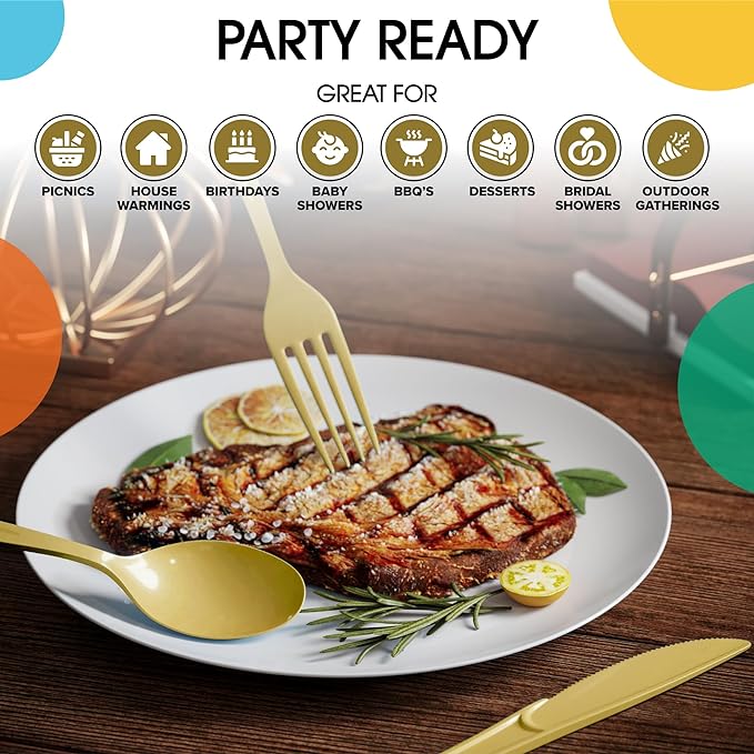 Heavy Duty Gold Plastic Knives - 50 Ct.