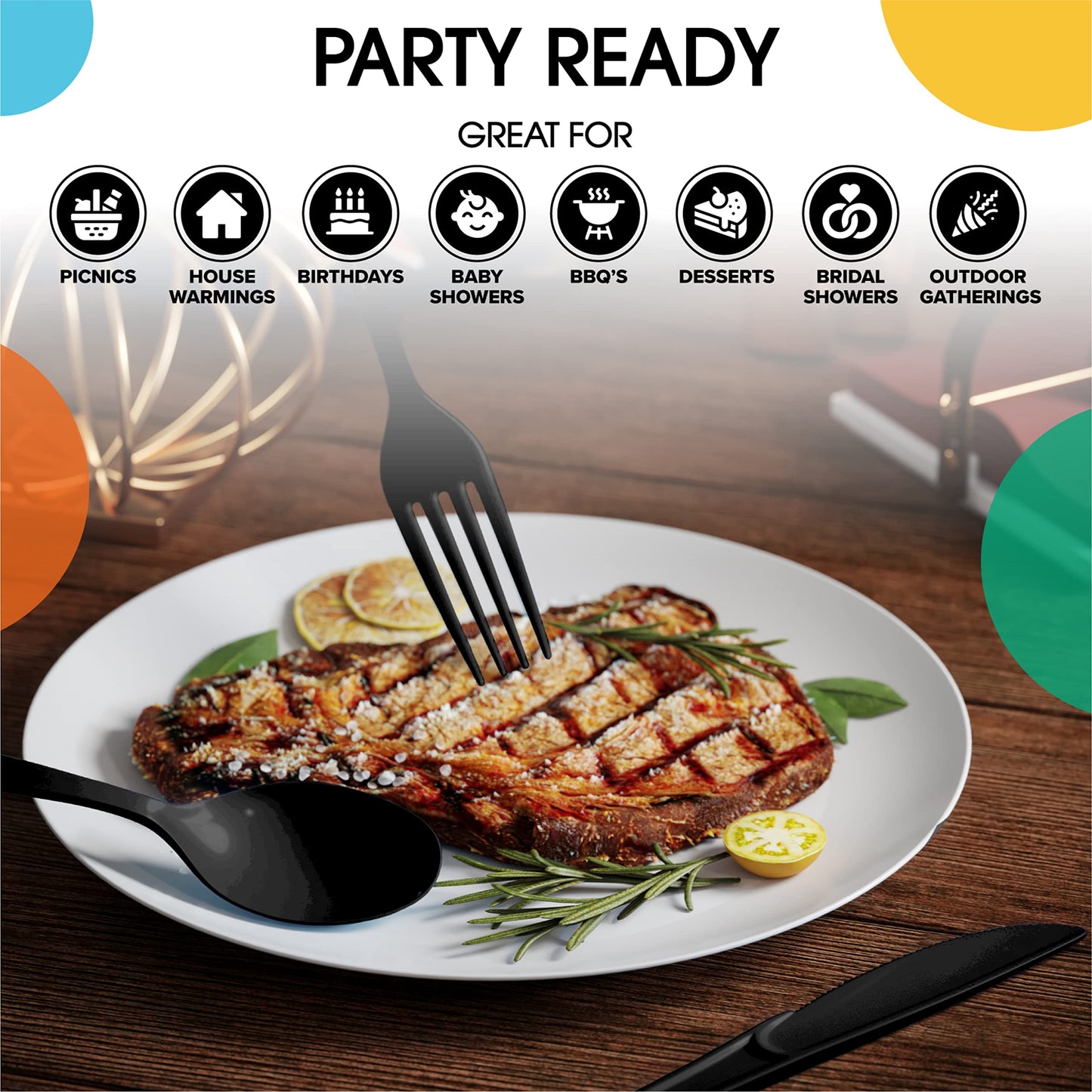 Heavy Duty Black Plastic Forks - 50 Ct.