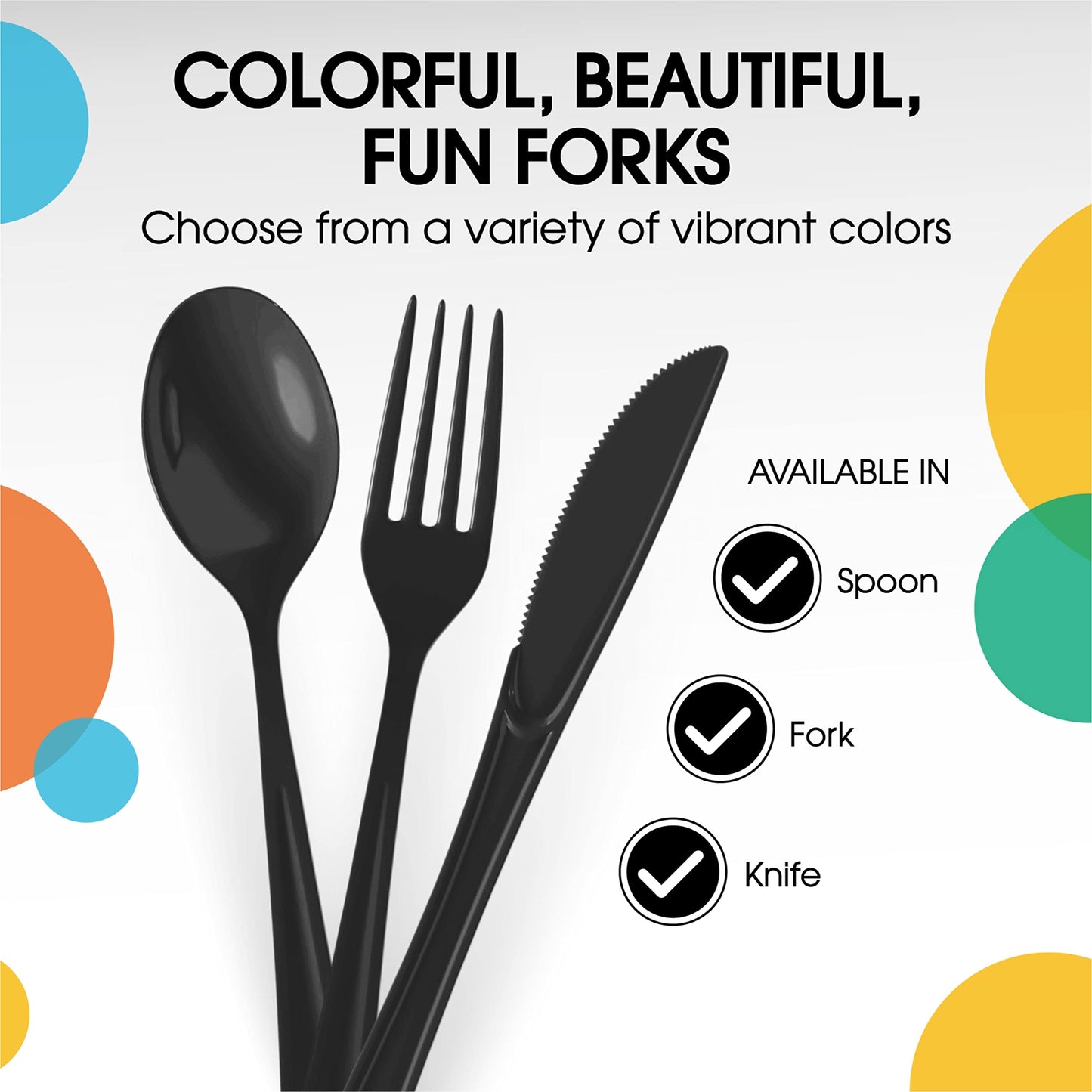Heavy Duty Black Plastic Forks - 50 Ct.