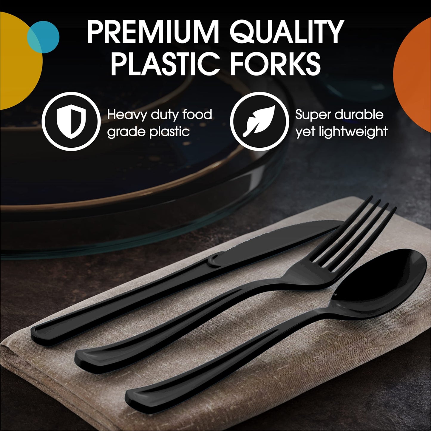 Heavy Duty Black Plastic Forks - 50 Ct.