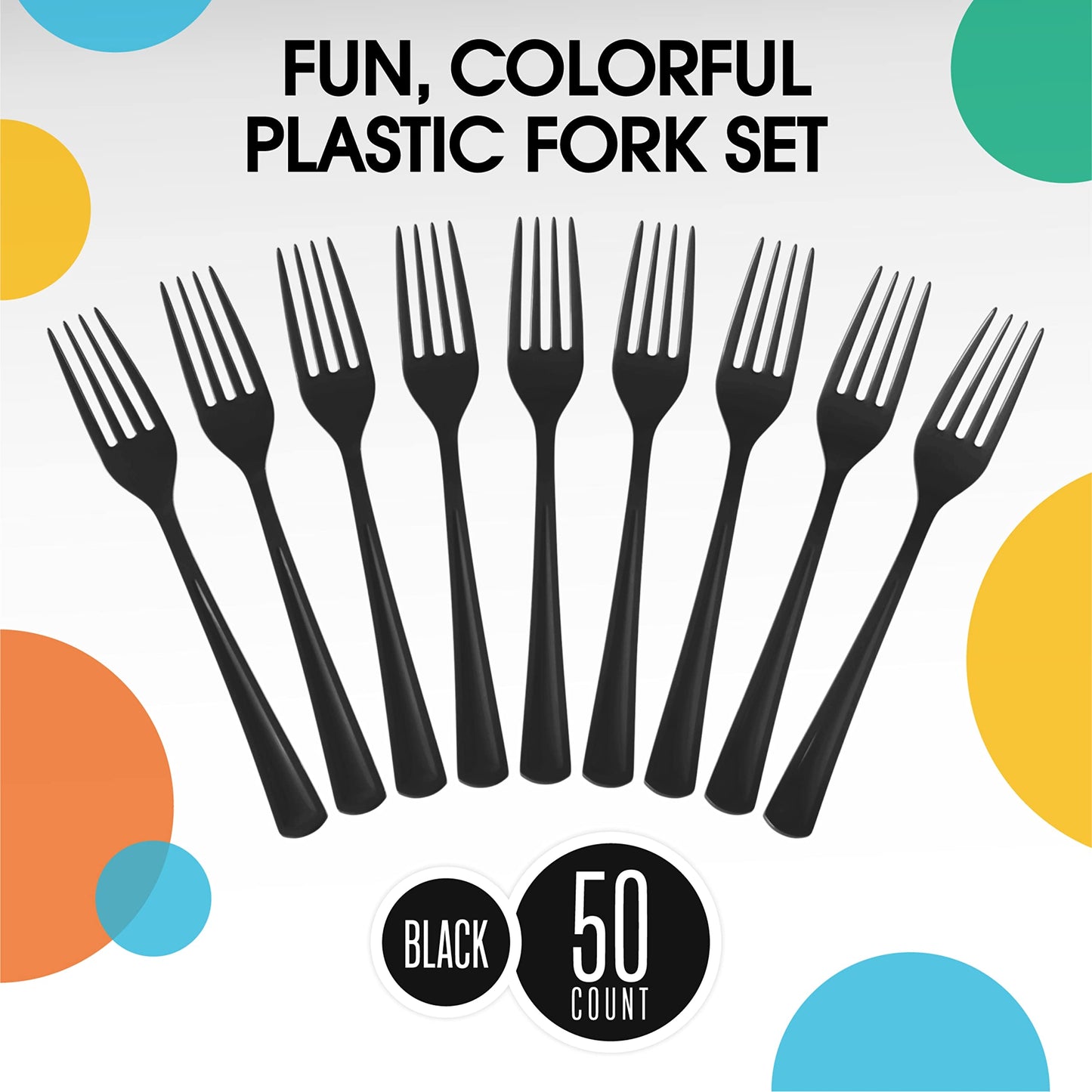 Heavy Duty Black Plastic Forks - 50 Ct.
