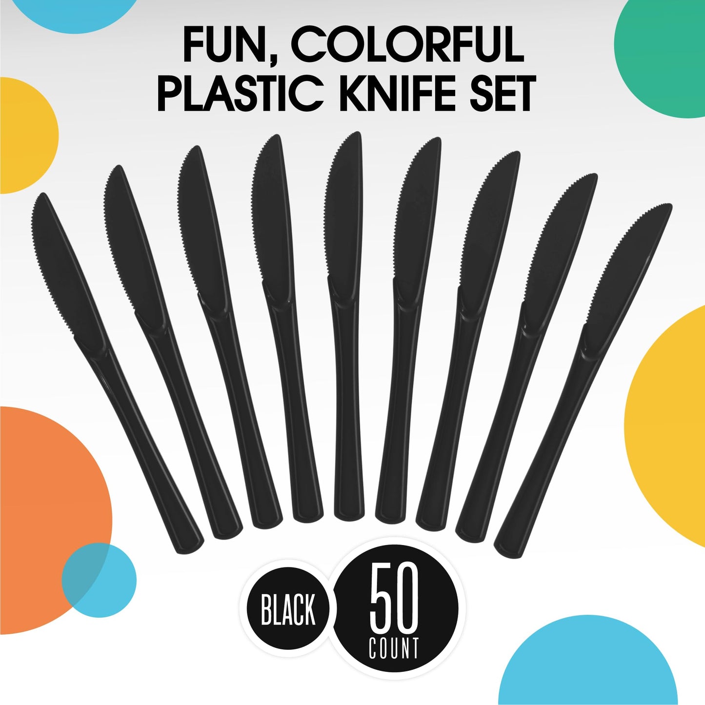 Heavy Duty Black Plastic Knives - 50 Ct.