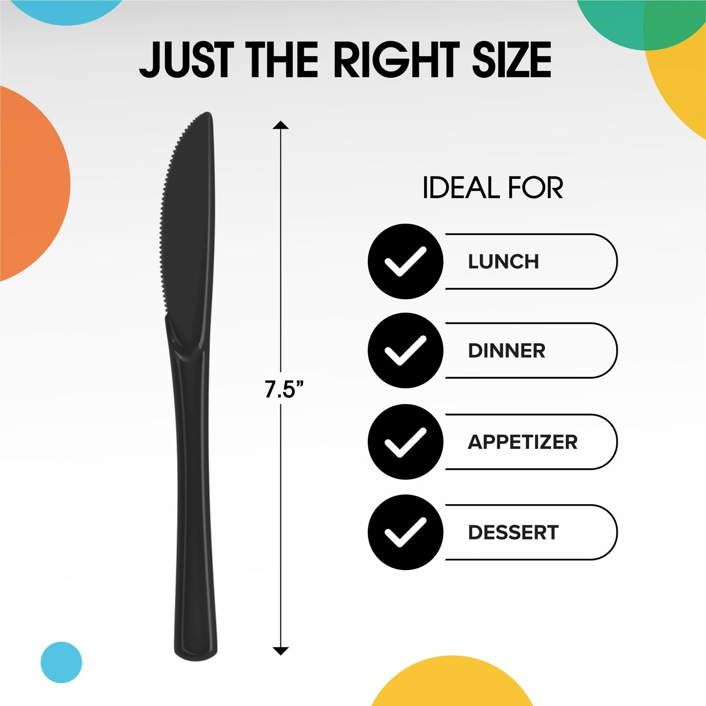 Heavy Duty Black Plastic Knives - 50 Ct.
