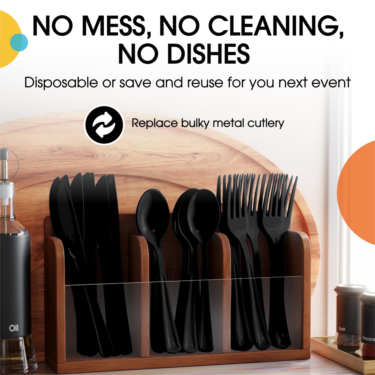 Heavy Duty Black Plastic Knives - 50 Ct.