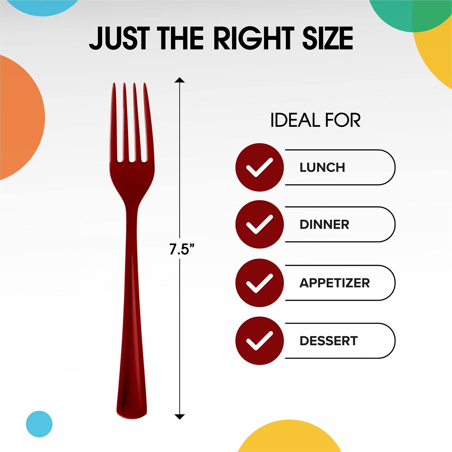 Heavy Duty Burgundy Plastic Forks - 50 Ct.