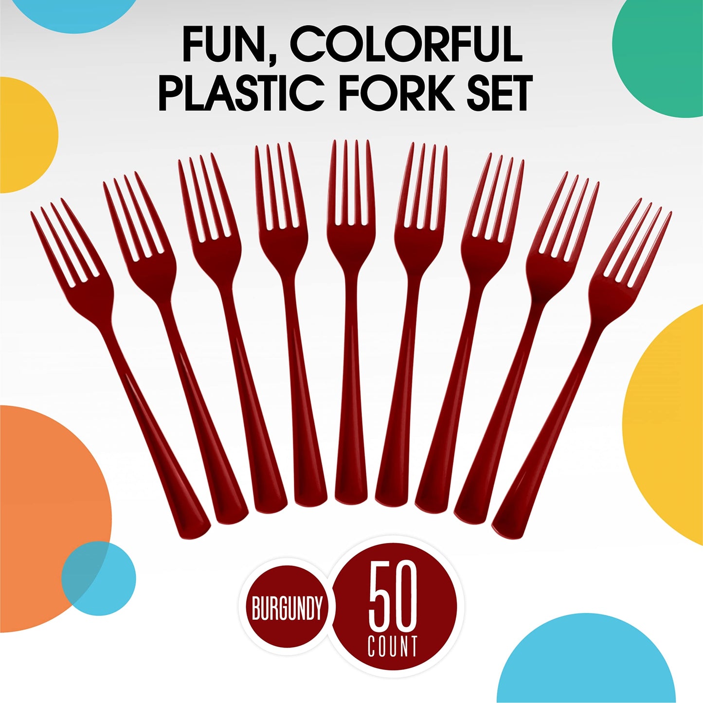 Heavy Duty Burgundy Plastic Forks - 50 Ct.