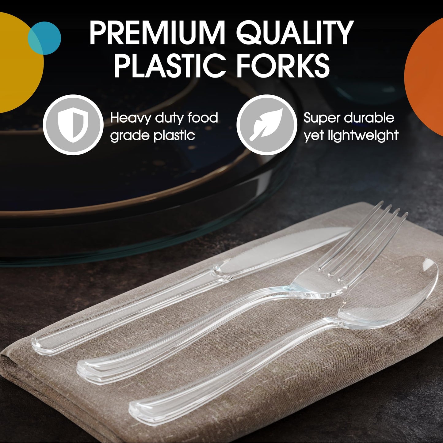 Heavy Duty Clear Plastic Forks - 50 Ct.