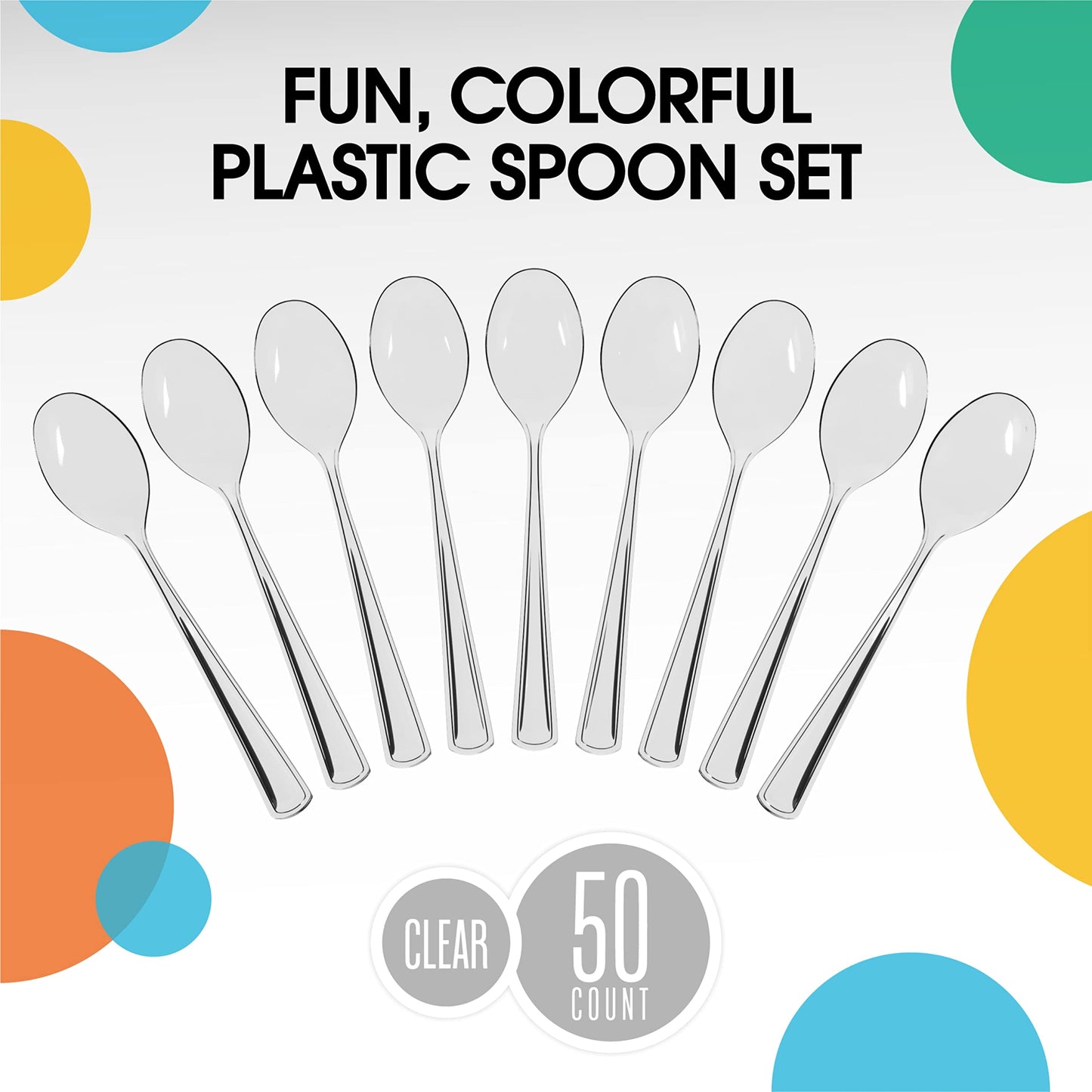 Heavy Duty Clear Plastic Spoons - 50 Ct.