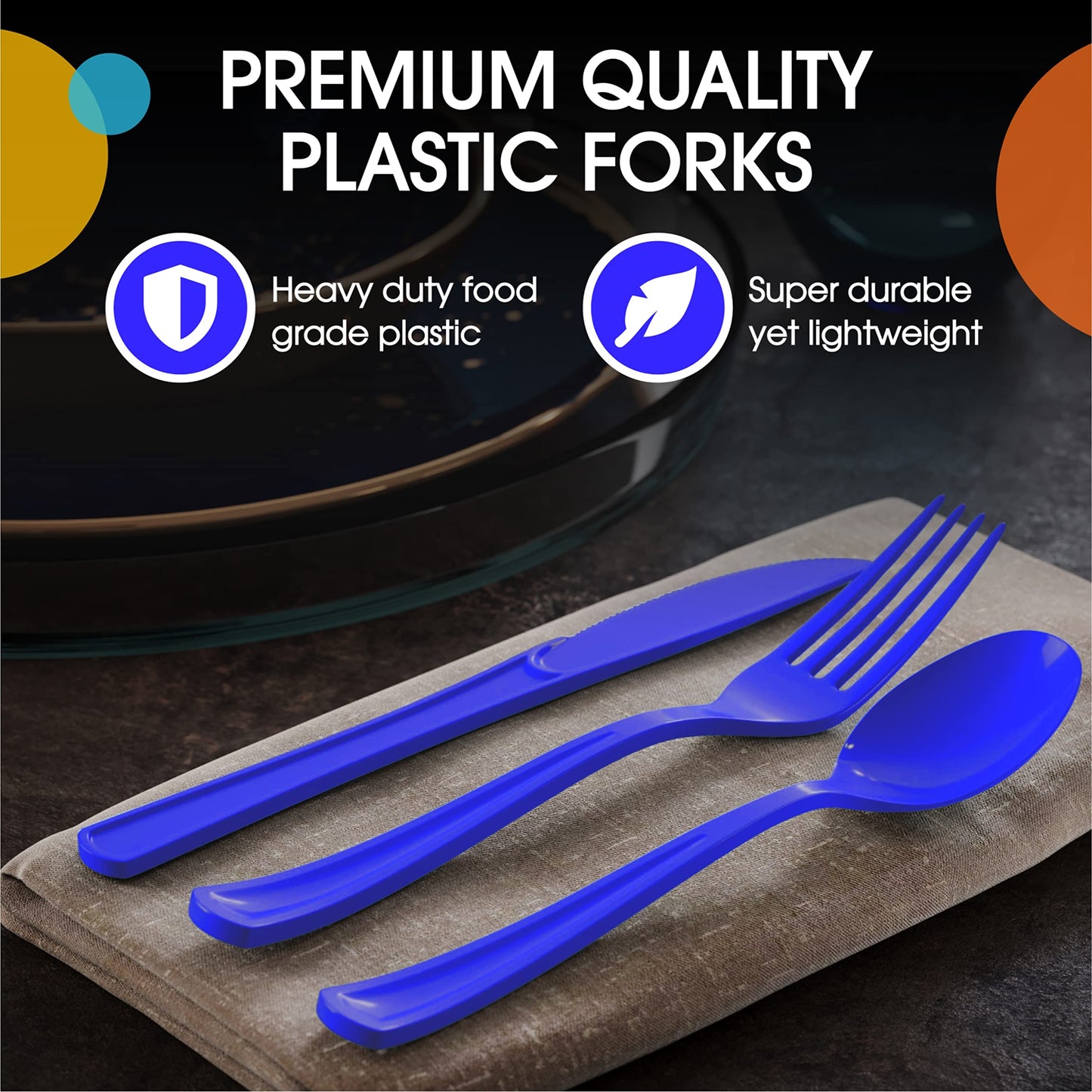 Heavy Duty Dark Blue Plastic Forks - 50 Ct.